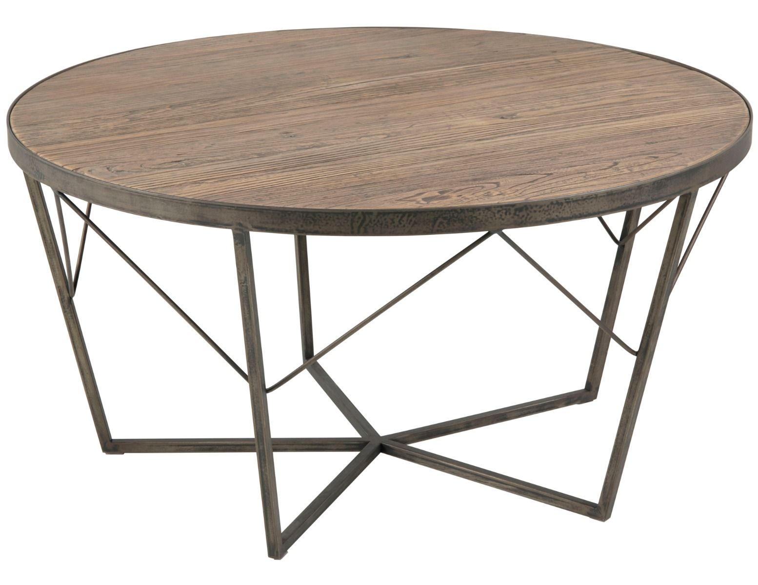 Iso 90cm pyöreä moderni sohvapöytä jossa puinen kansi