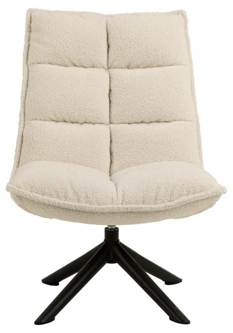 Flow lepotuoli pyörivä, vaalea teddykangas