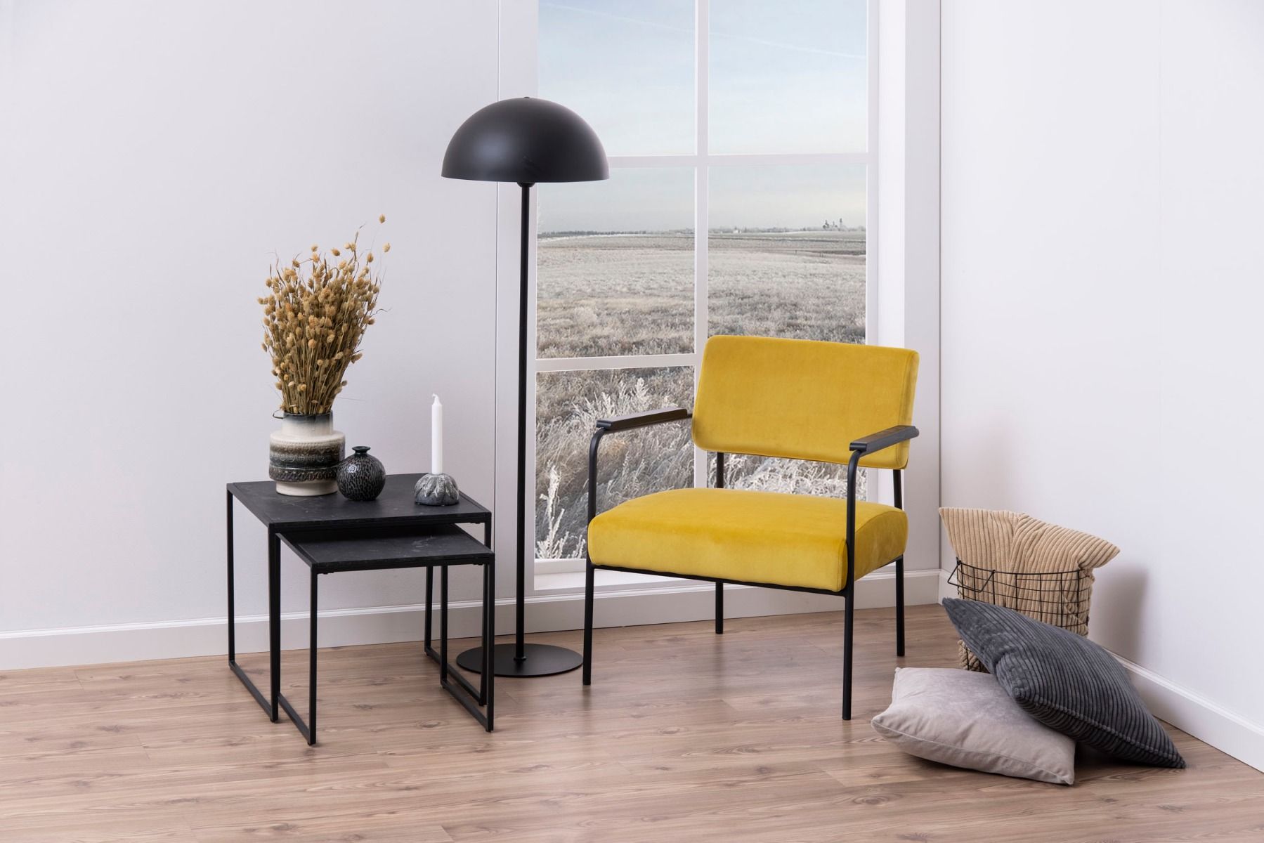 Cloe nojatuoli, keltainen sametti