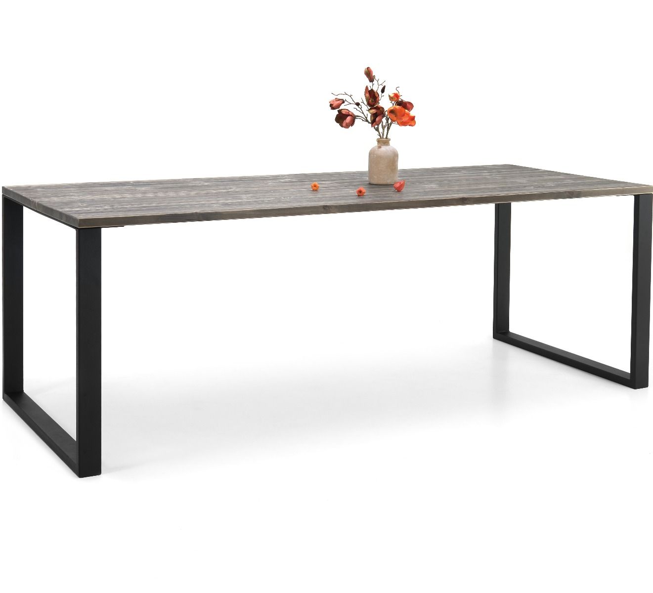 Edna ruokapöytä 140 x 90 cm harmaa, mustat metallijalat