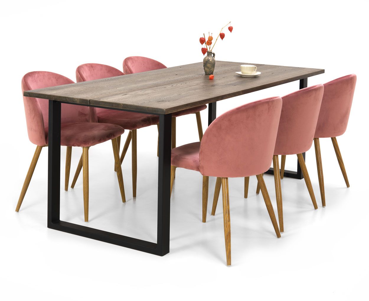 Jussi tammi ruokapöytä 89x140cm metallijaloilla