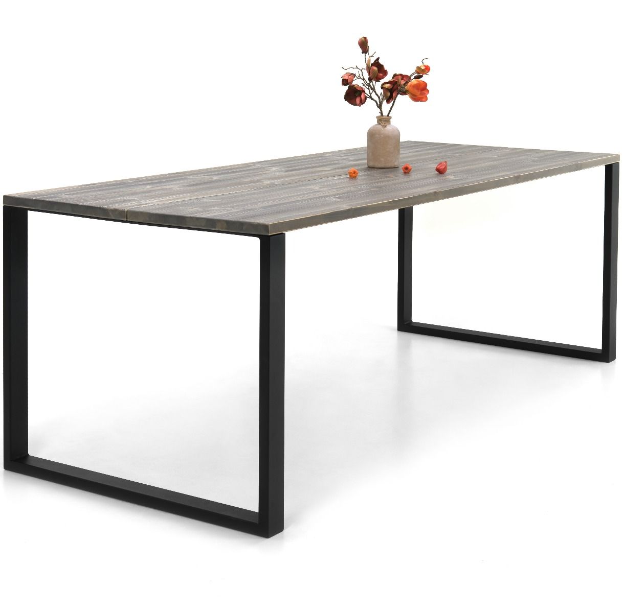 Edna ruokapöytä 140 x 90 cm harmaa, mustat metallijalat