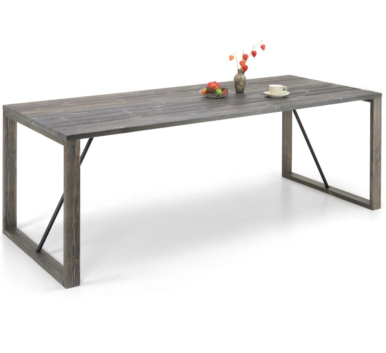 Edna ruokapöytä 220 x 90 cm harmaa, puujalat