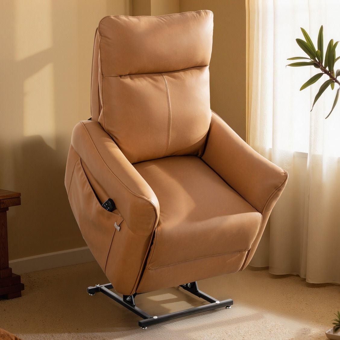 Vaaleanruskea seniorituoli nostoavustuksella