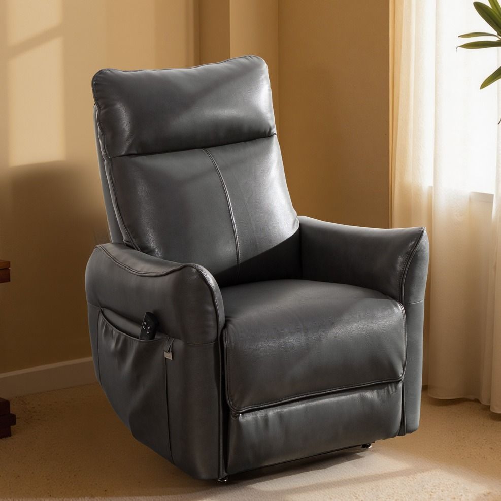 Aarni nostava mekanismituoli, tummanharmaa nahka