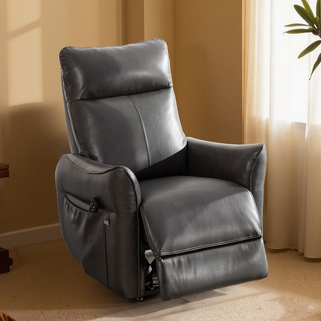 Aarni nostava mekanismituoli, tummanharmaa nahka