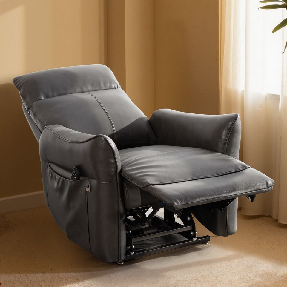 Aarni nostava mekanismituoli, tummanharmaa nahka