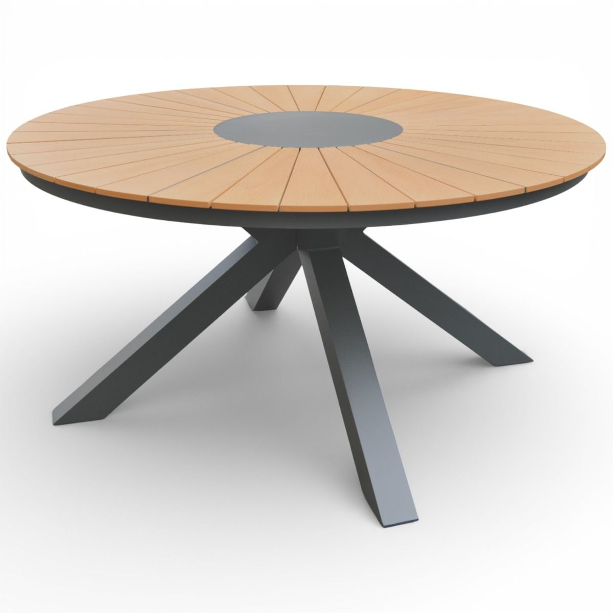 Alanya pyöreä terassipöytä + 6 Krabi tuolia, harmaa