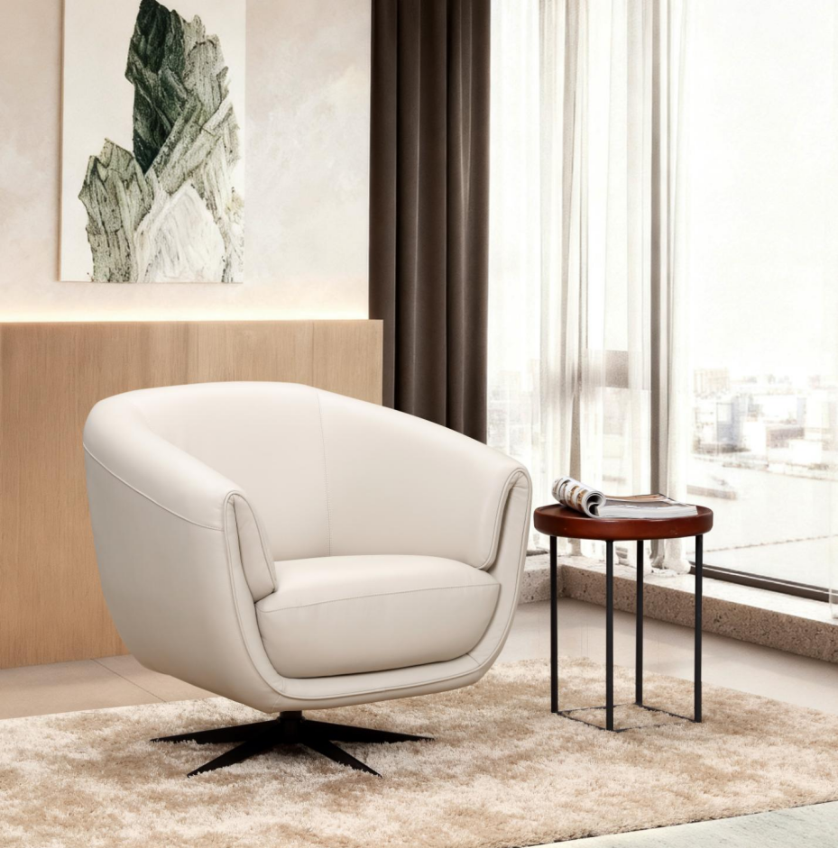 Taupen värinen Alfa nojatuoli nahkaverhoilulla