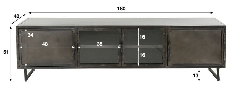 Amsterdam tv-taso 180cm, metallia