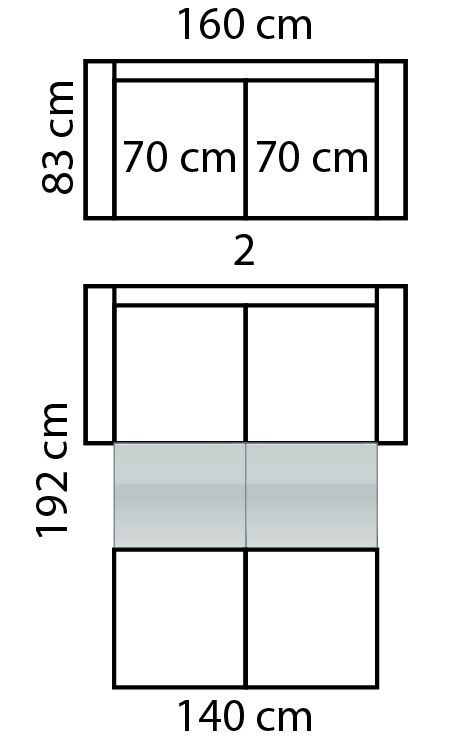 Unico Anna 2-ist vuodesohva, tummanharmaa