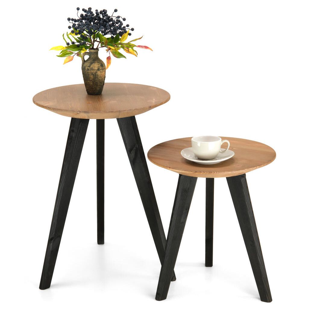 Anni apupöytä mustilla jaloilla ja antiikin värisellä ruskealla kannella