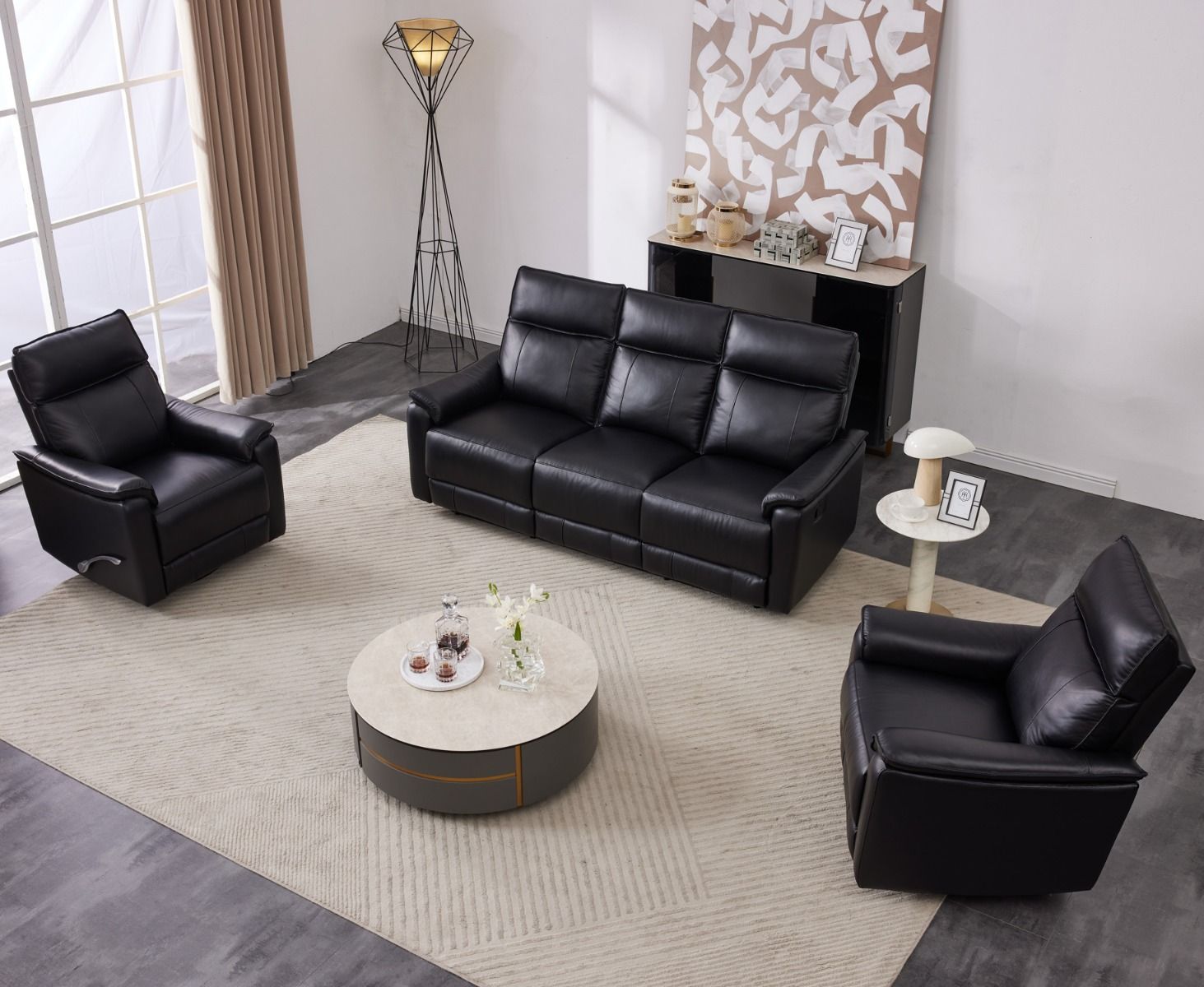 Arizona 3+1+1 sohvakalusto mekanismeillä, musta