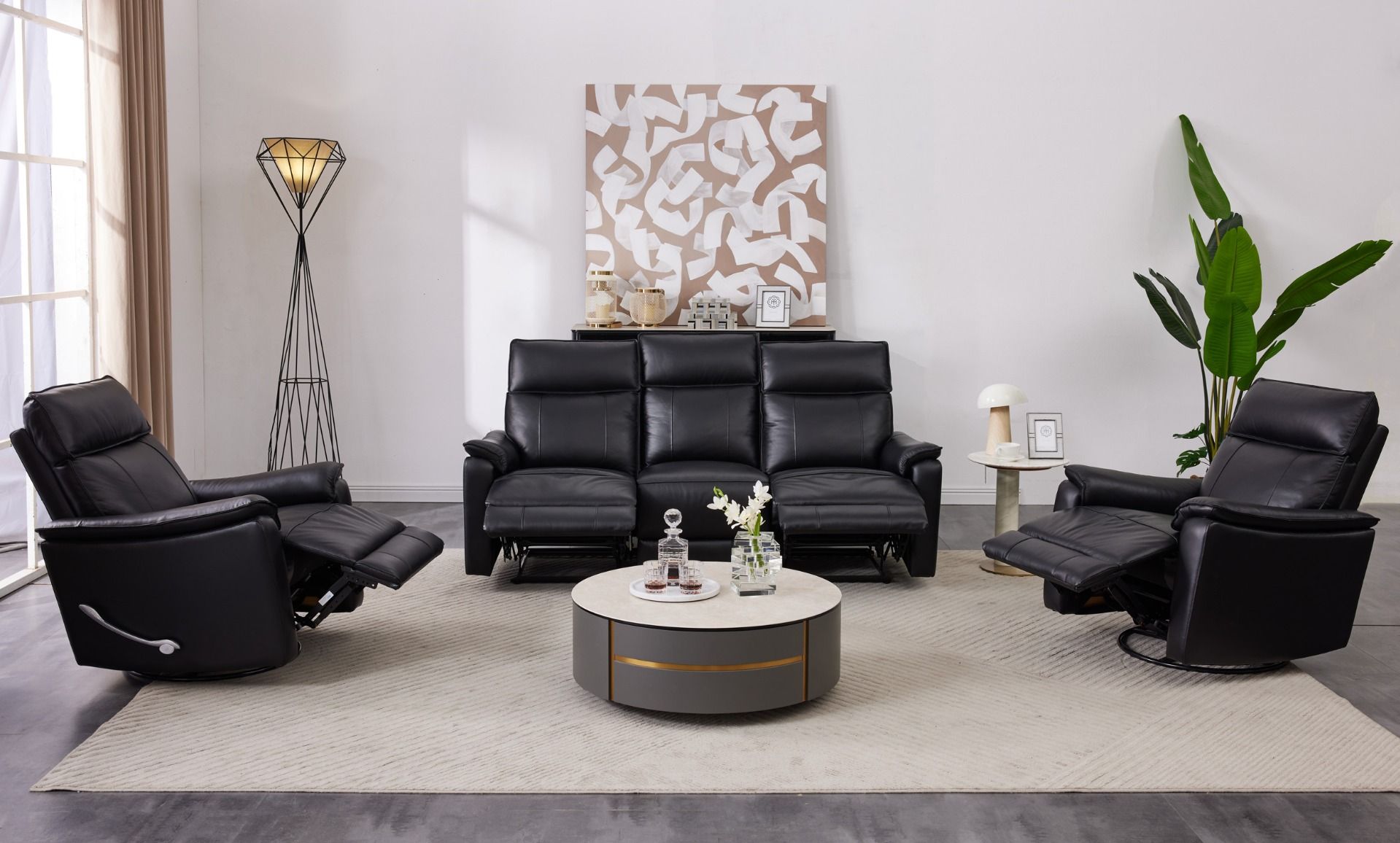 Arizona 3+1+1 sohvakalusto mekanismeillä, musta