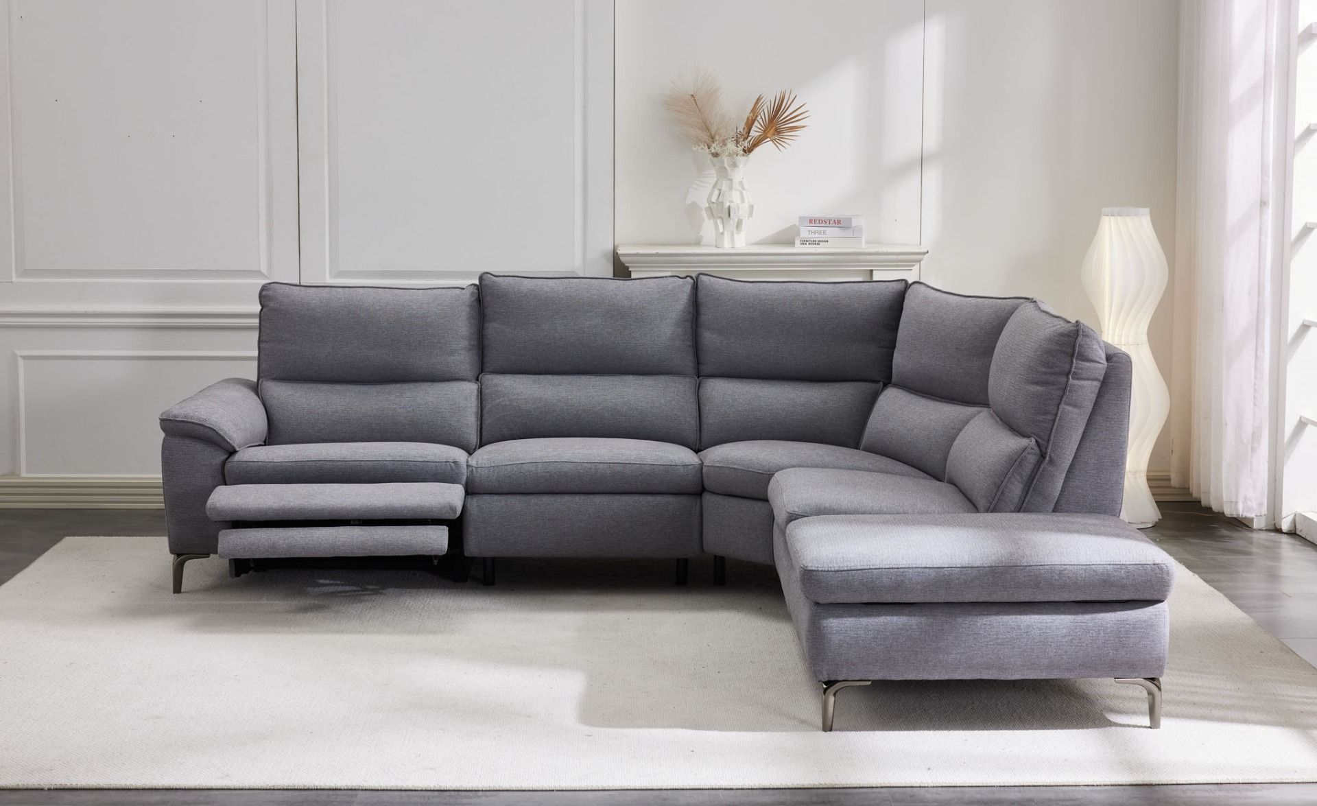 Aspen avokulmasohva sähkötoiminen, harmaa