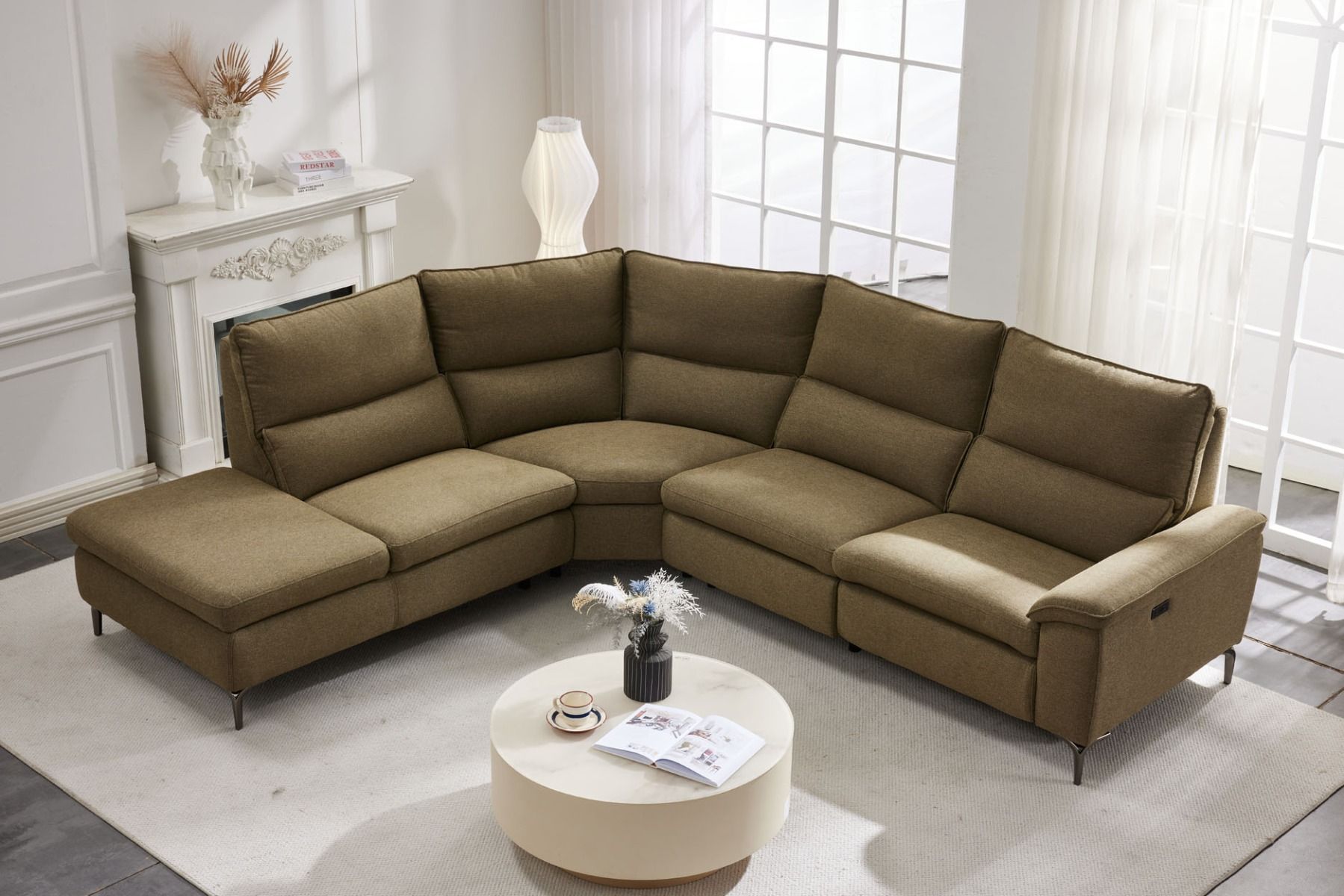 Aspen avokulmasohva sähkötoiminen, vihreä