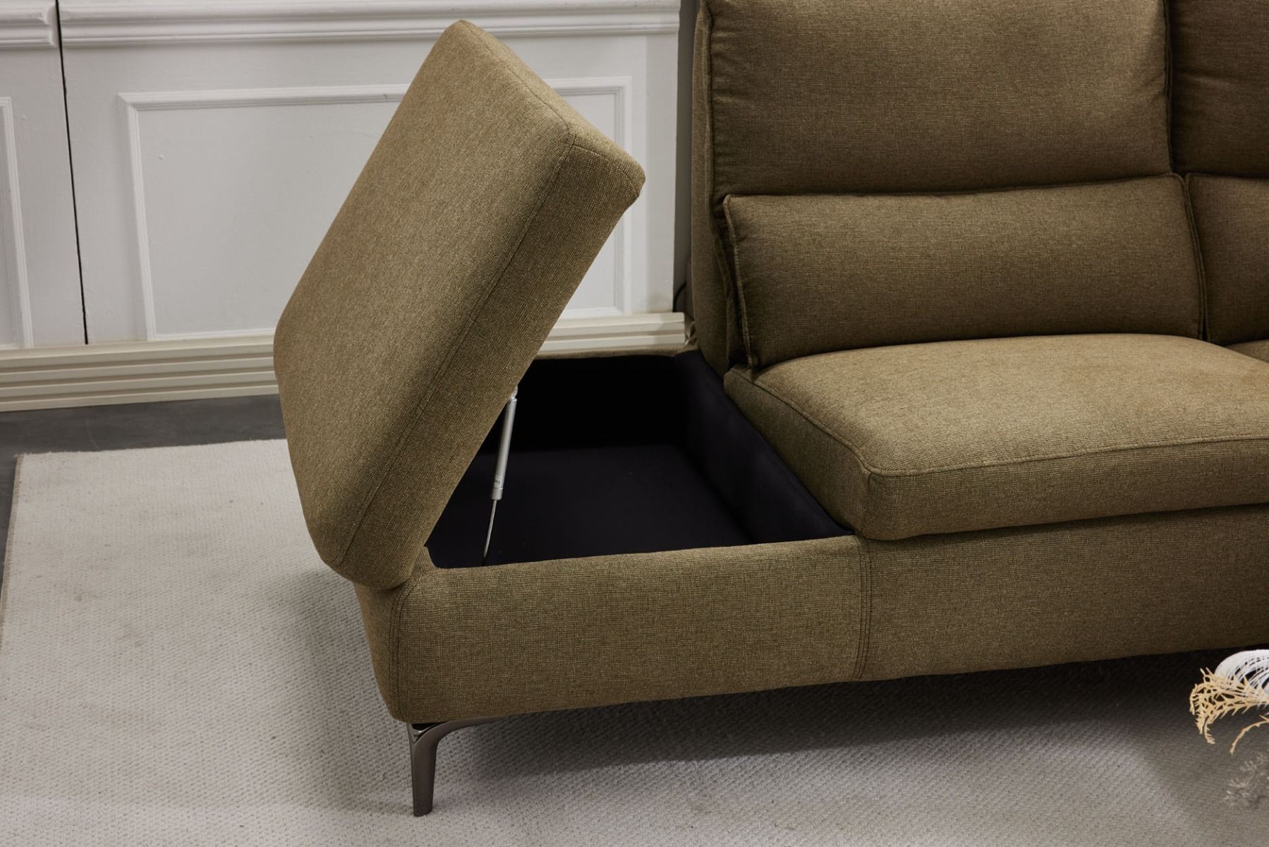 Aspen avokulmasohva sähkötoiminen, vihreä