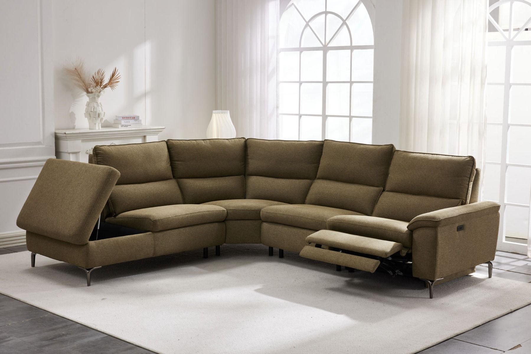 Aspen avokulmasohva sähkötoiminen, vihreä