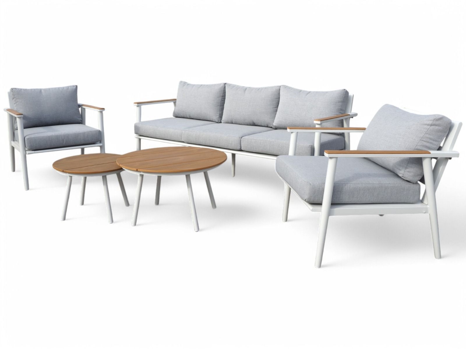 Ateena sohvakalusto ulos valkoisena ja kolmen istuttavalla sohvalla