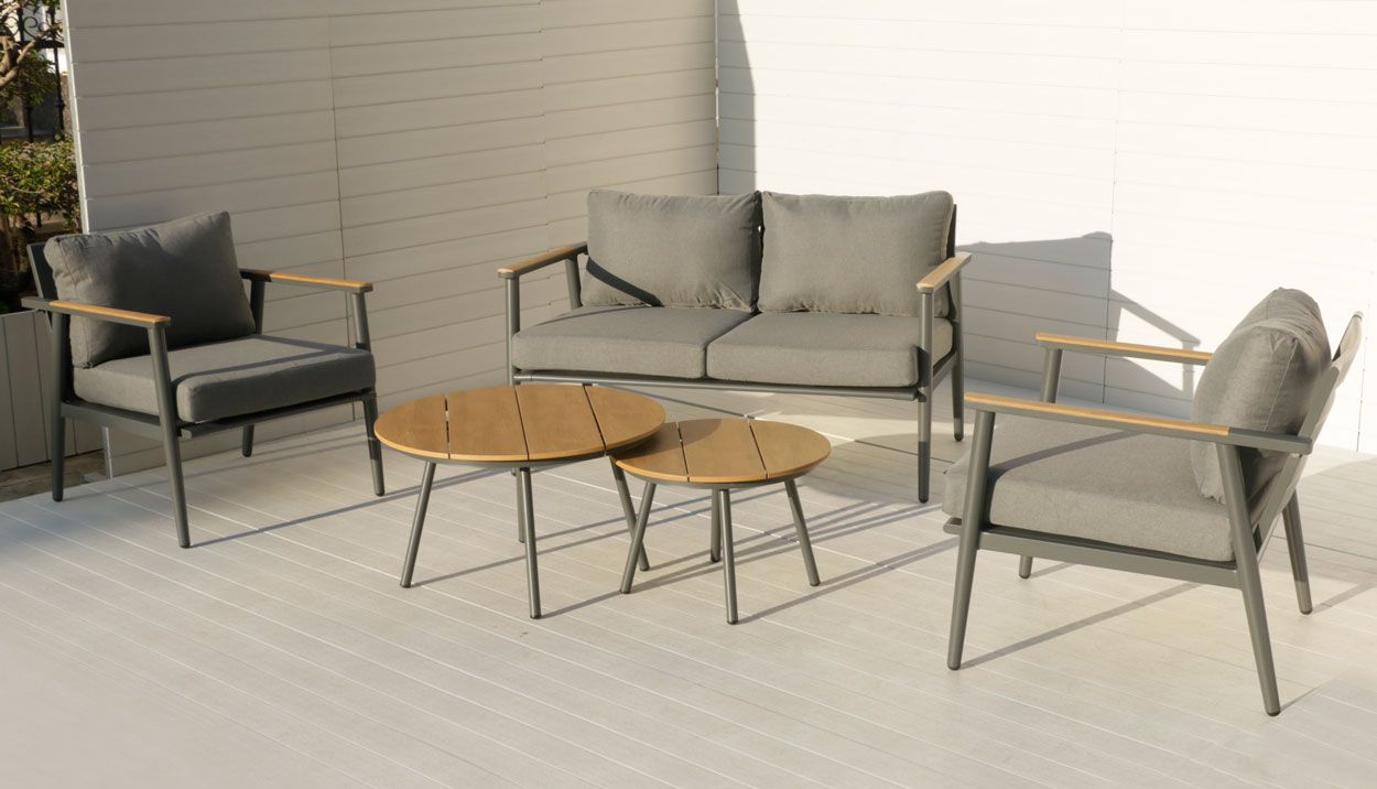 Ateena 2+1+1 sohvaryhmä ulos, harmaa