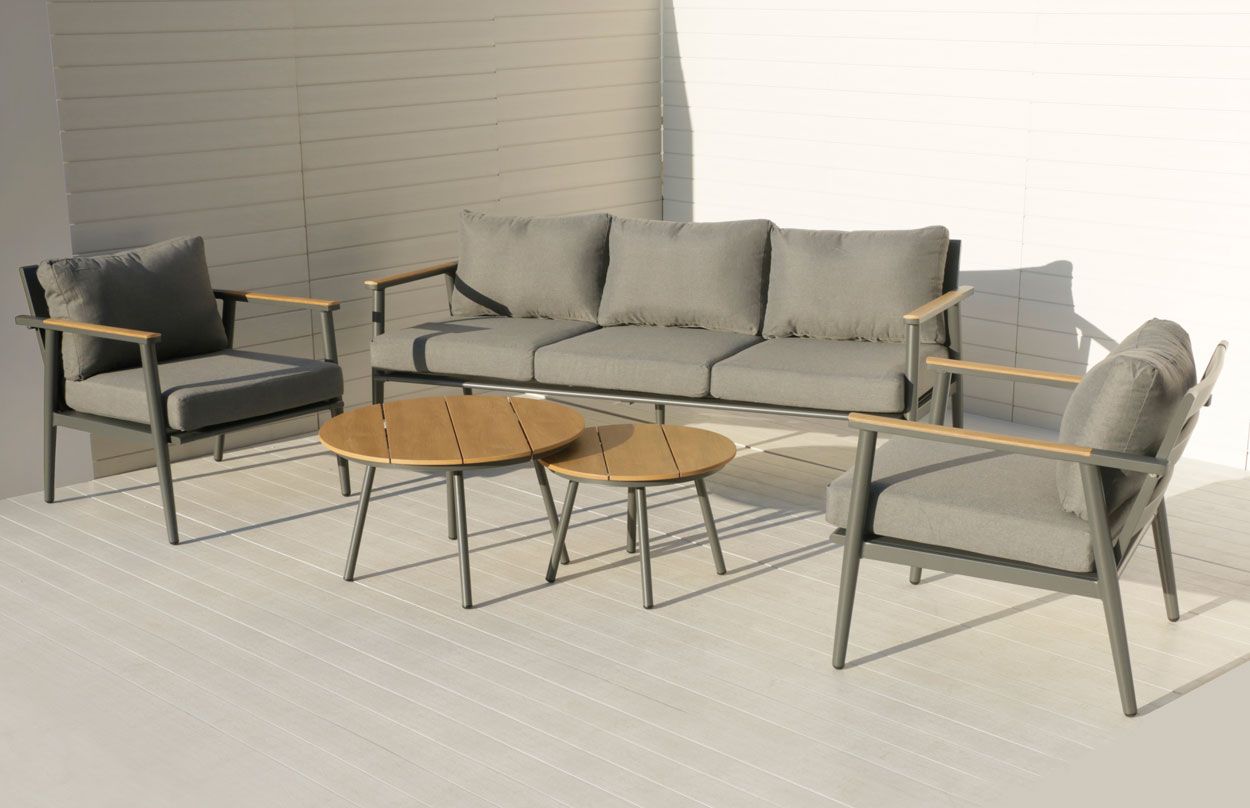 Ateena 3+1+1 sohvaryhmä ulos, harmaa