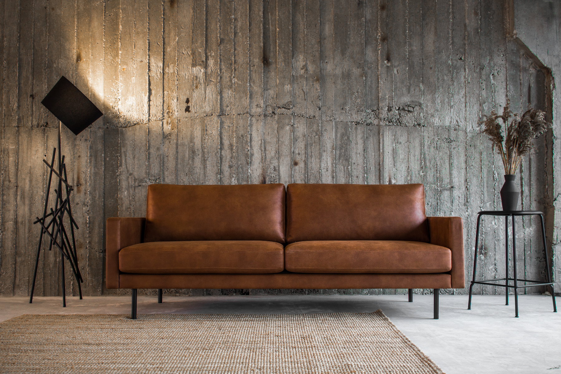 Nordic Copenhagen 2-ist nahkasohva, konjakki