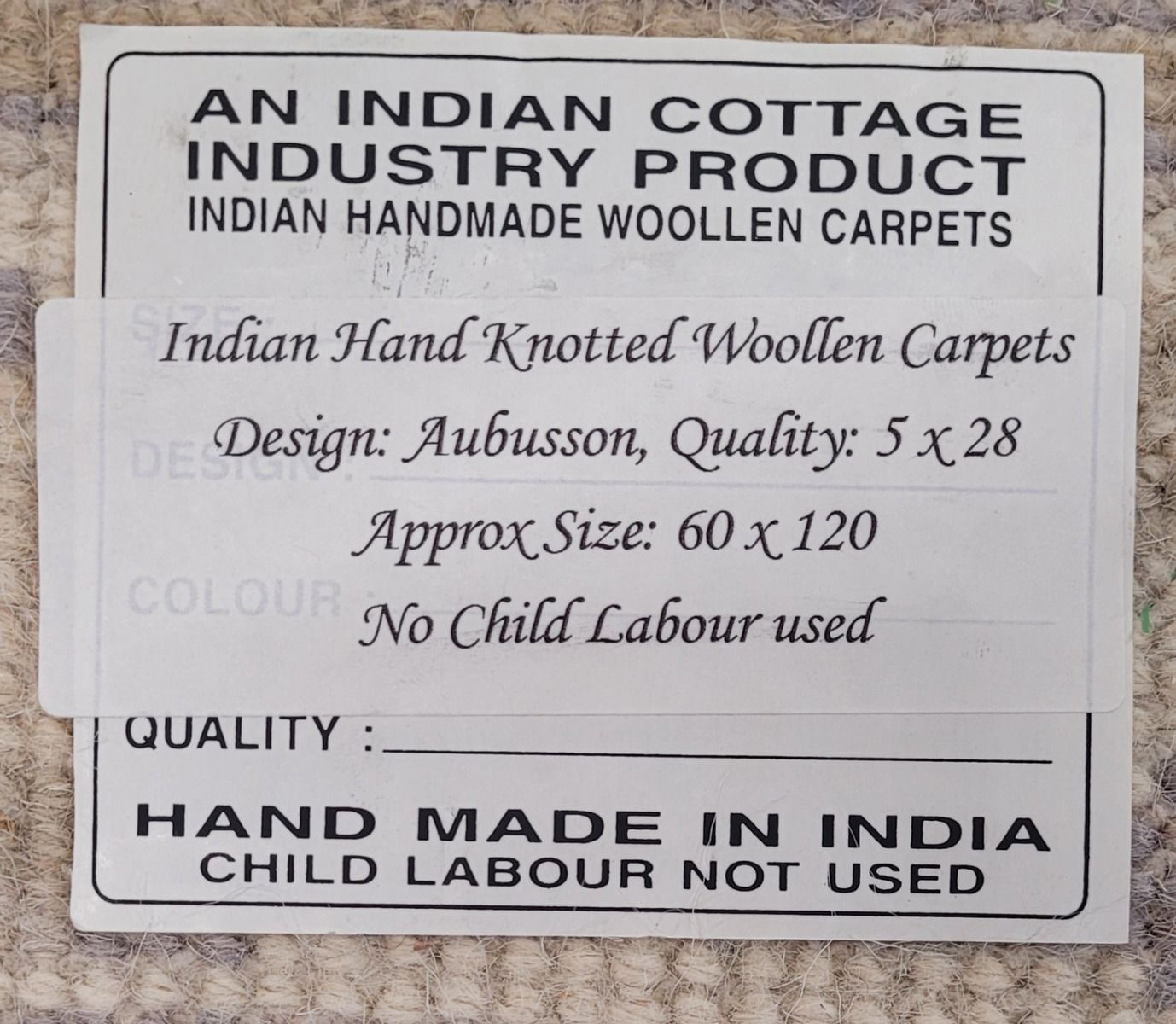 Aubusson-matto 60x120cm, eri värejä