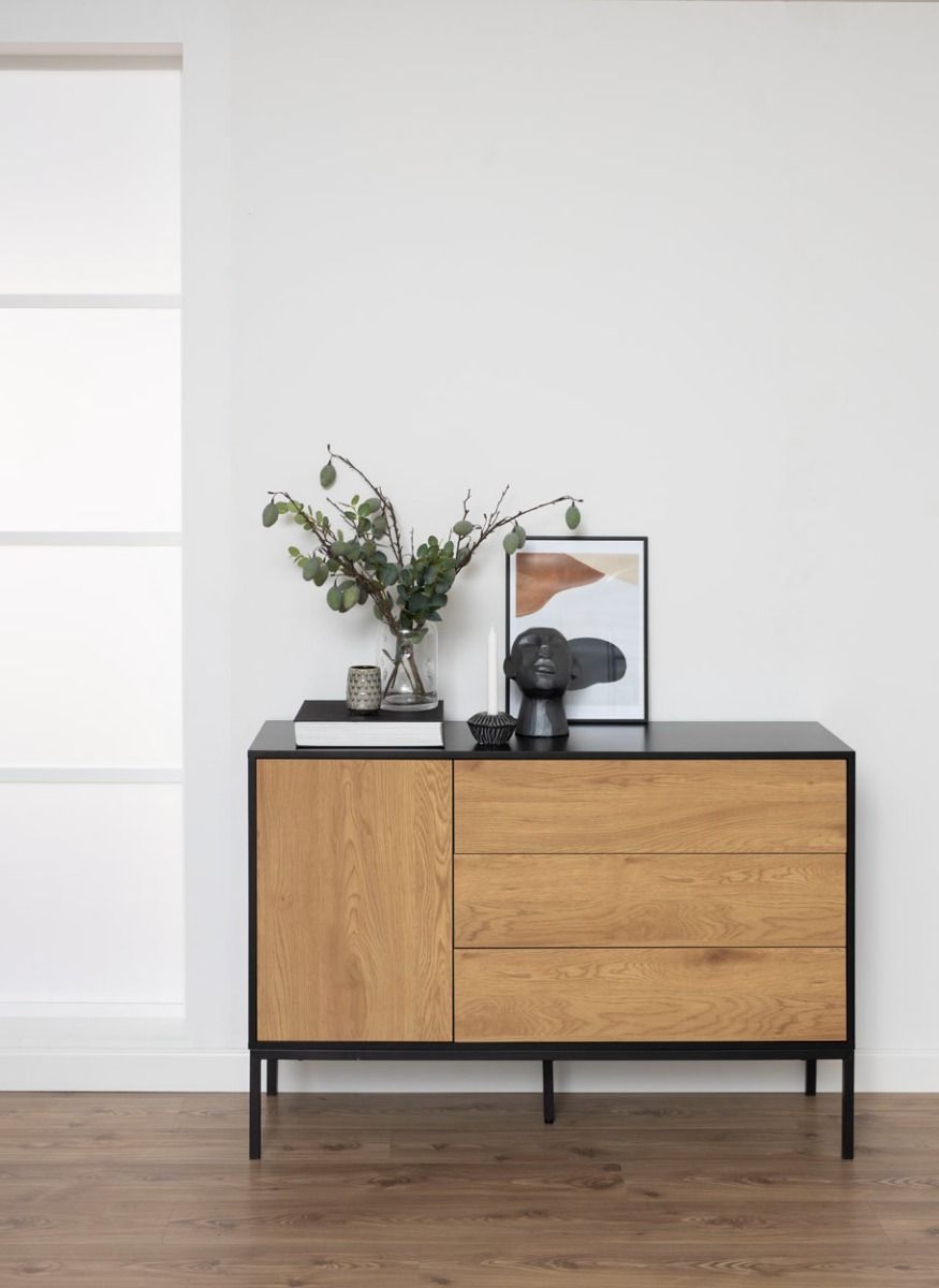 Seaford senkki 2 tammi-musta 120x40x82cm