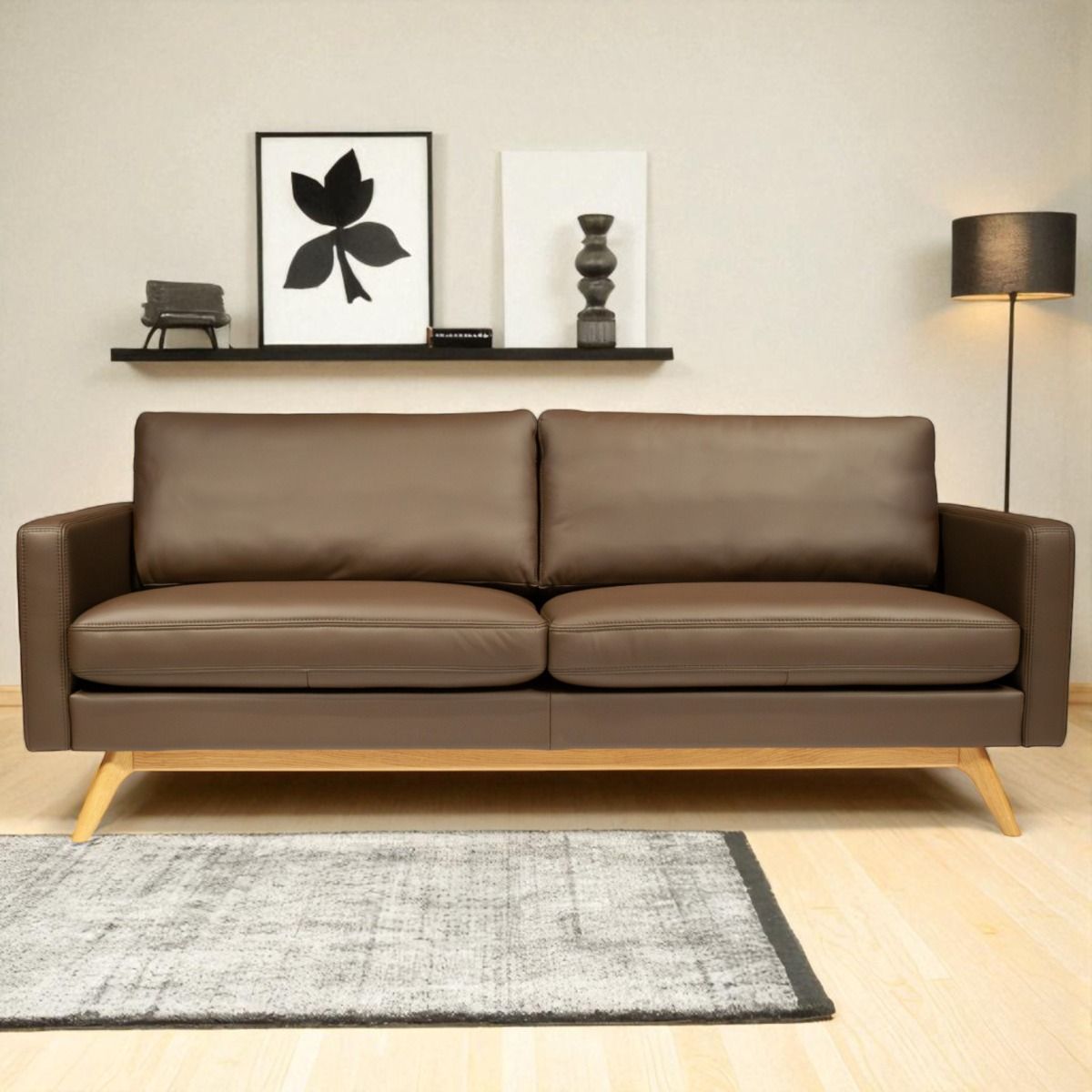 BD Möbel Clint nahkasohva 3-ist, ruskea