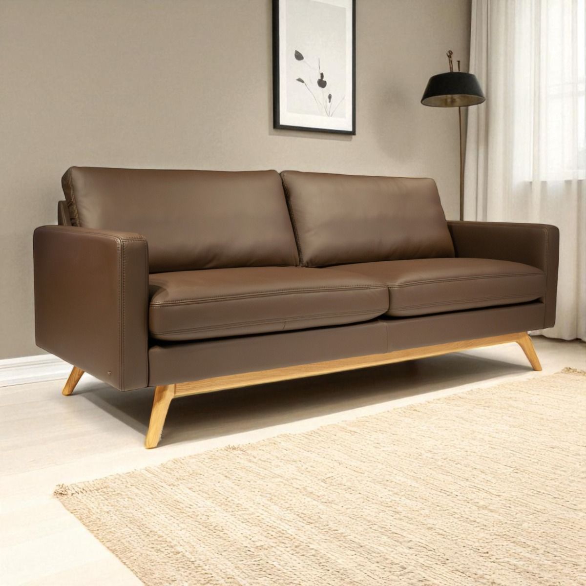 BD Möbel Clint nahkasohva 3-ist, ruskea