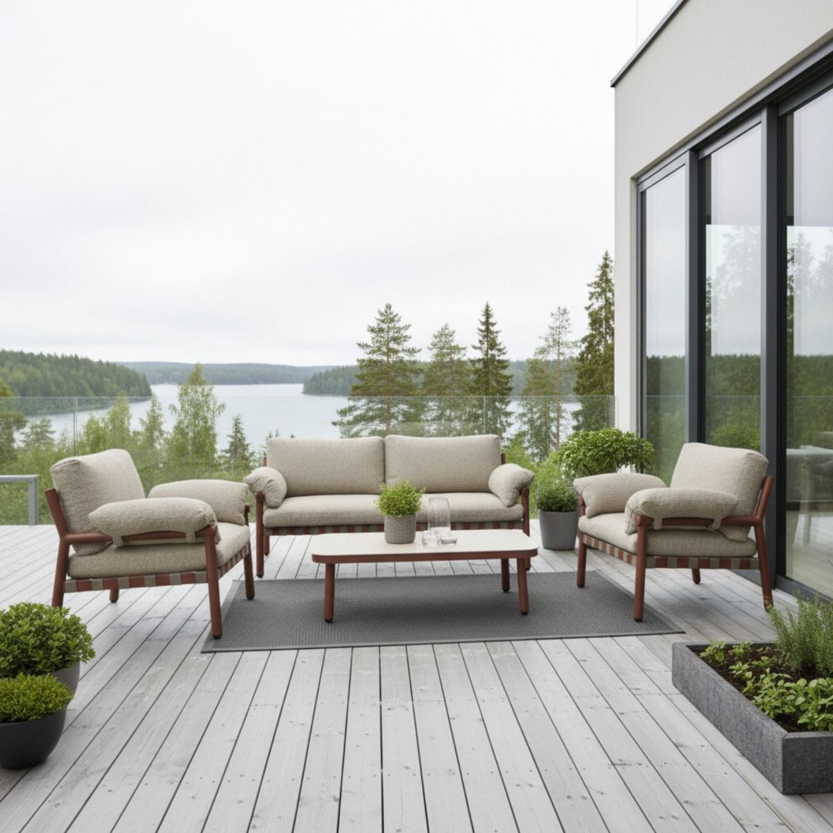 Tiilenpunainen Bebe sohvaryhmä ulkokäyttöön