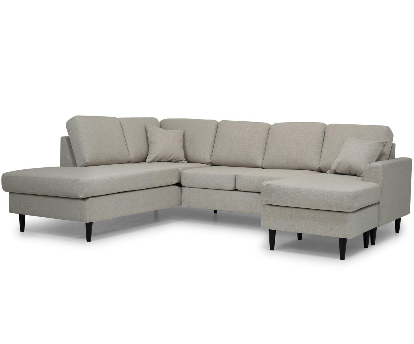 Napue beige U-kulmasohva kuvattuna valkoisella taustalla