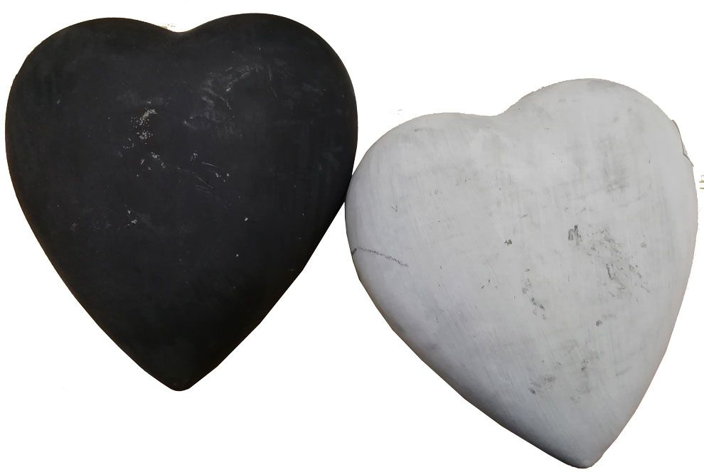 Koristesydämet, betonia 20cm harmaa ja musta