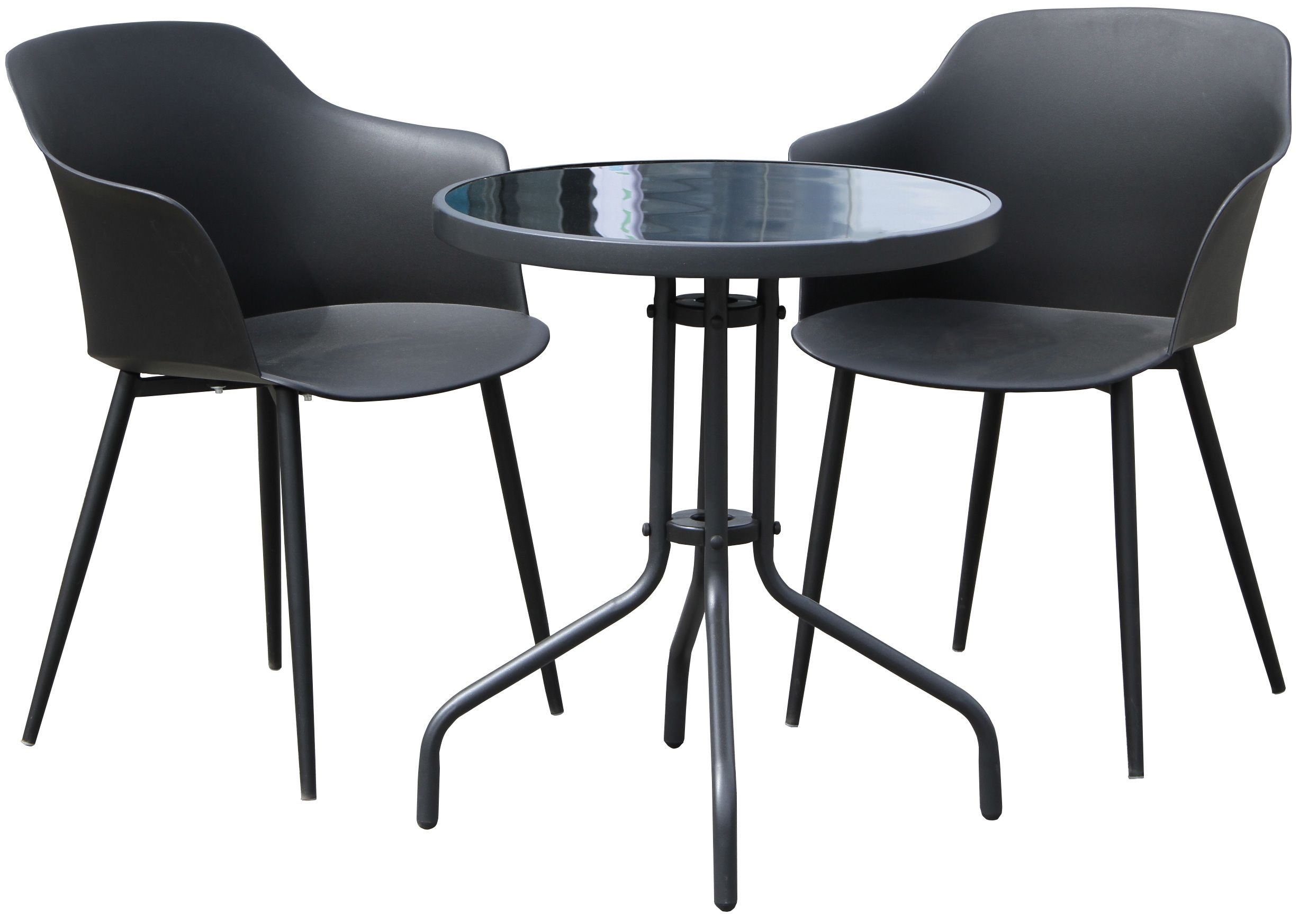 Bistro pyöreä parvekepöytä 60 cm lasikannella