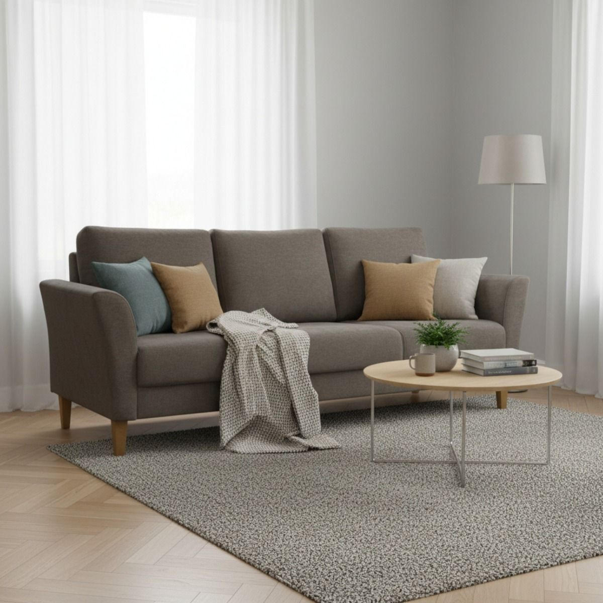 Khakin ruskea kolmenistuttava sohva Unico Bistro