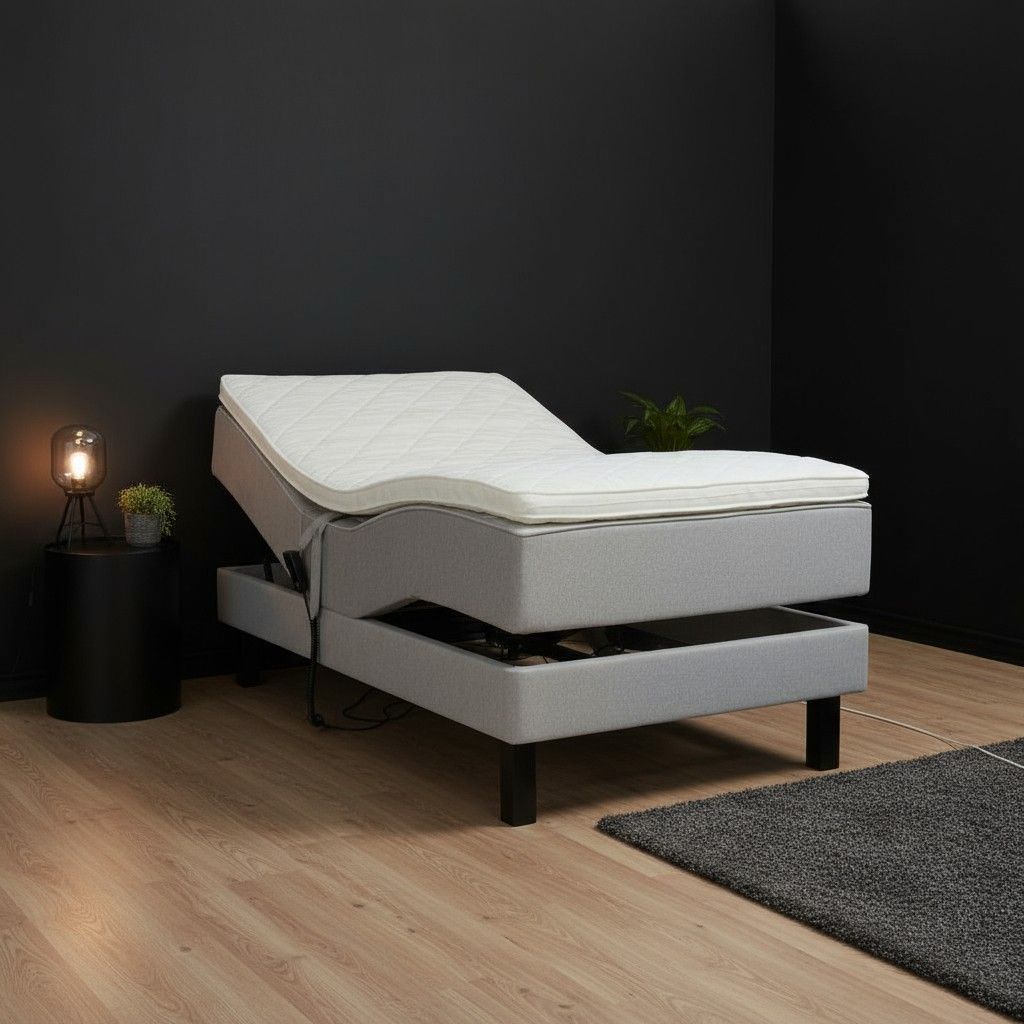 90x200 moottorisänky Black Friday tarjous kuvattu makuuhuoneessa