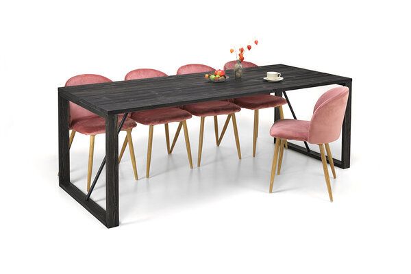 Edna ruokapöytä 220x90cm musta, puujalat