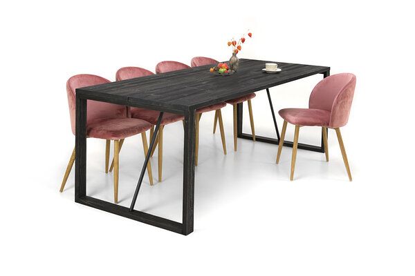 Edna ruokapöytä 180x90cm musta, puujalat