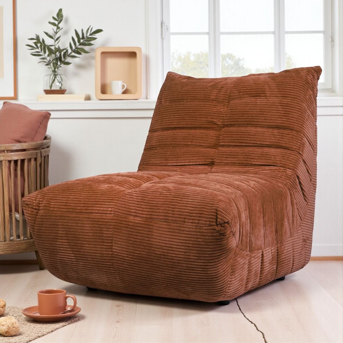 Bono nojatuoli ruosteen oranssilla vakosamettikankaalla