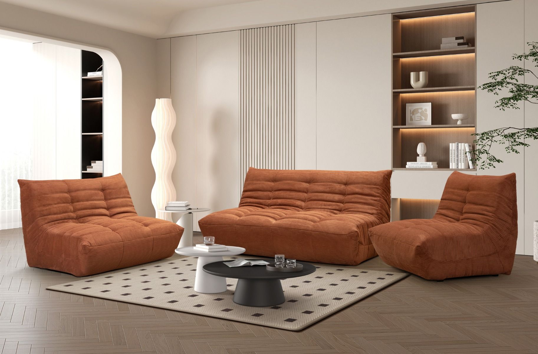 Bono sohva 3-ist vakosametti, oranssi