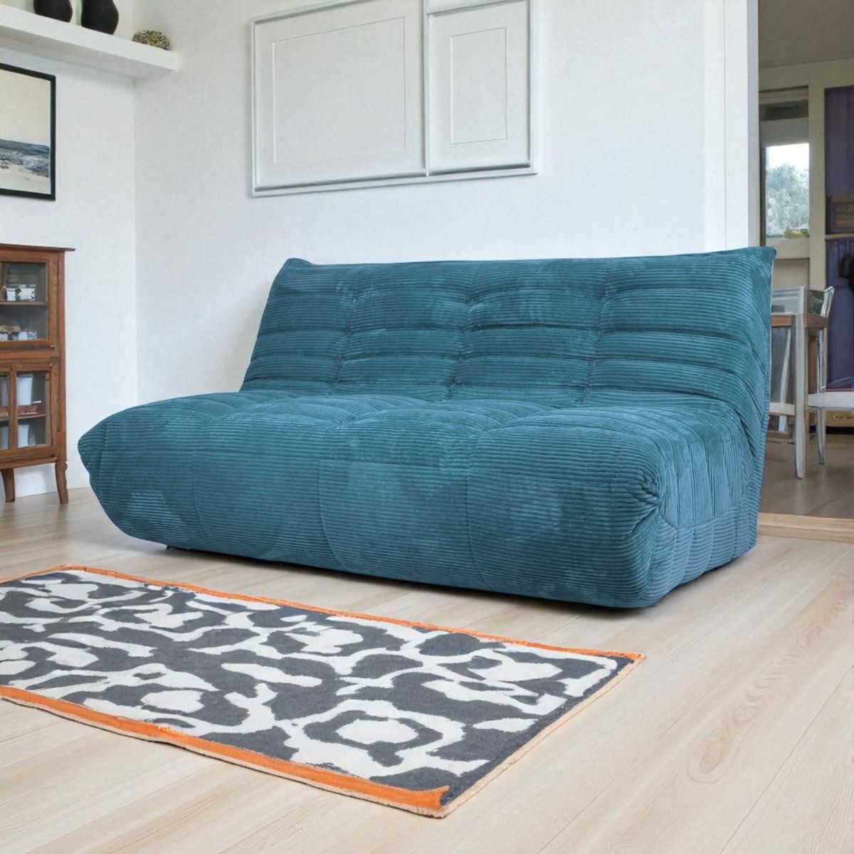 Bono sohva 3-istuttava turkoosin sinisellä vakosametilla