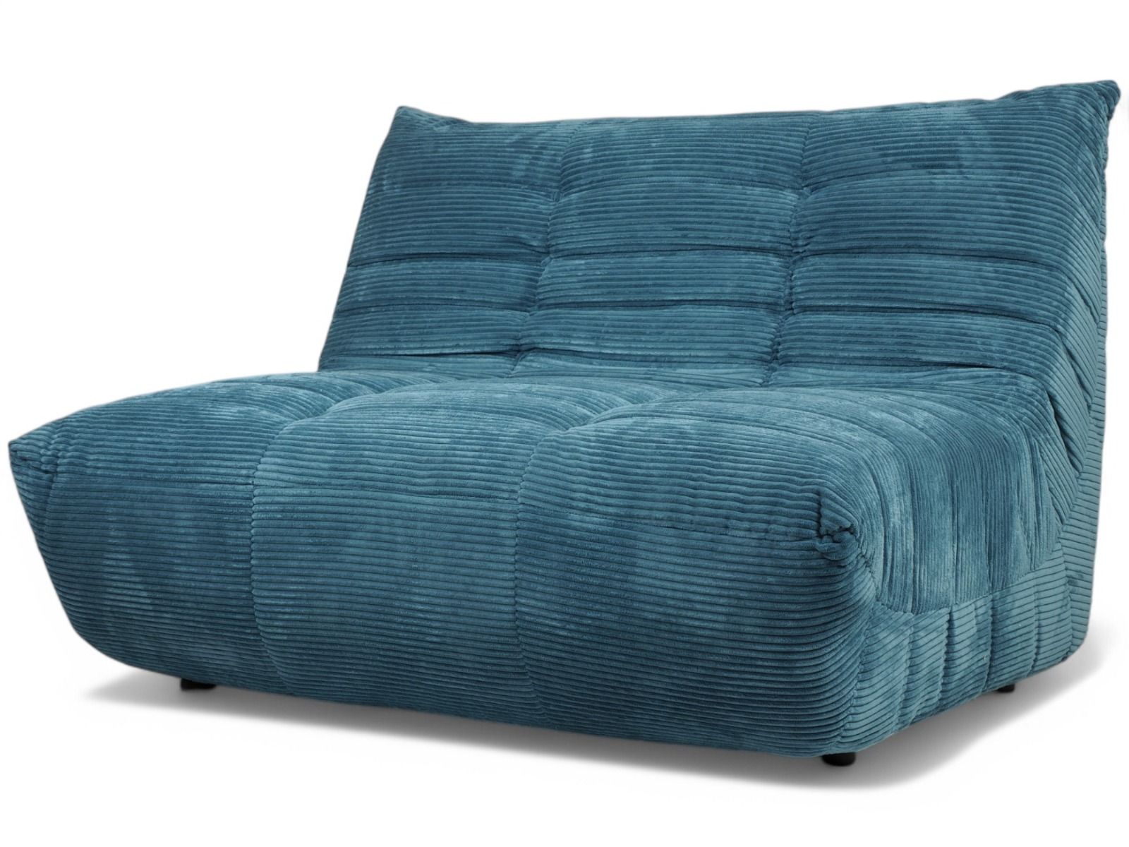 Bono petroolin värinen sohva kahdenistuttava ilman käsinojia