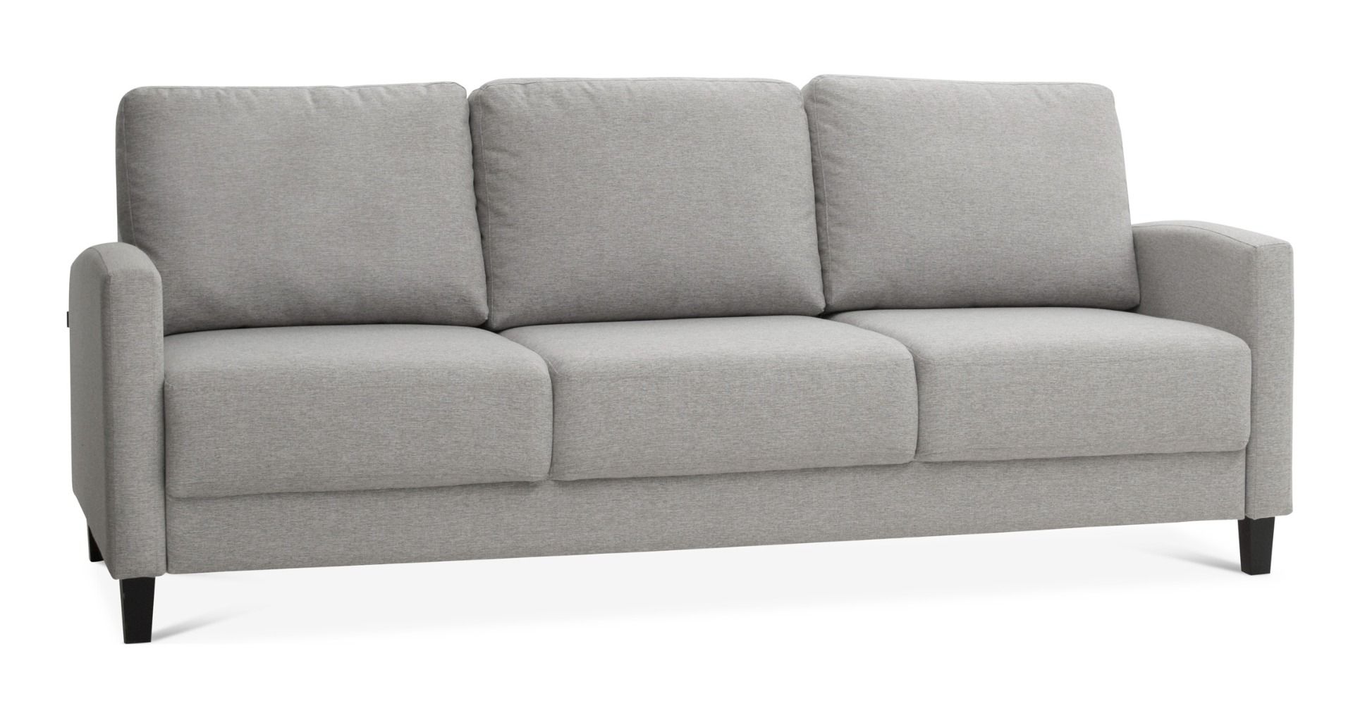 Vaaleanharmaa Boxer vuodesohva, joka on kolmenistuttava ja valmistettu Suomessa