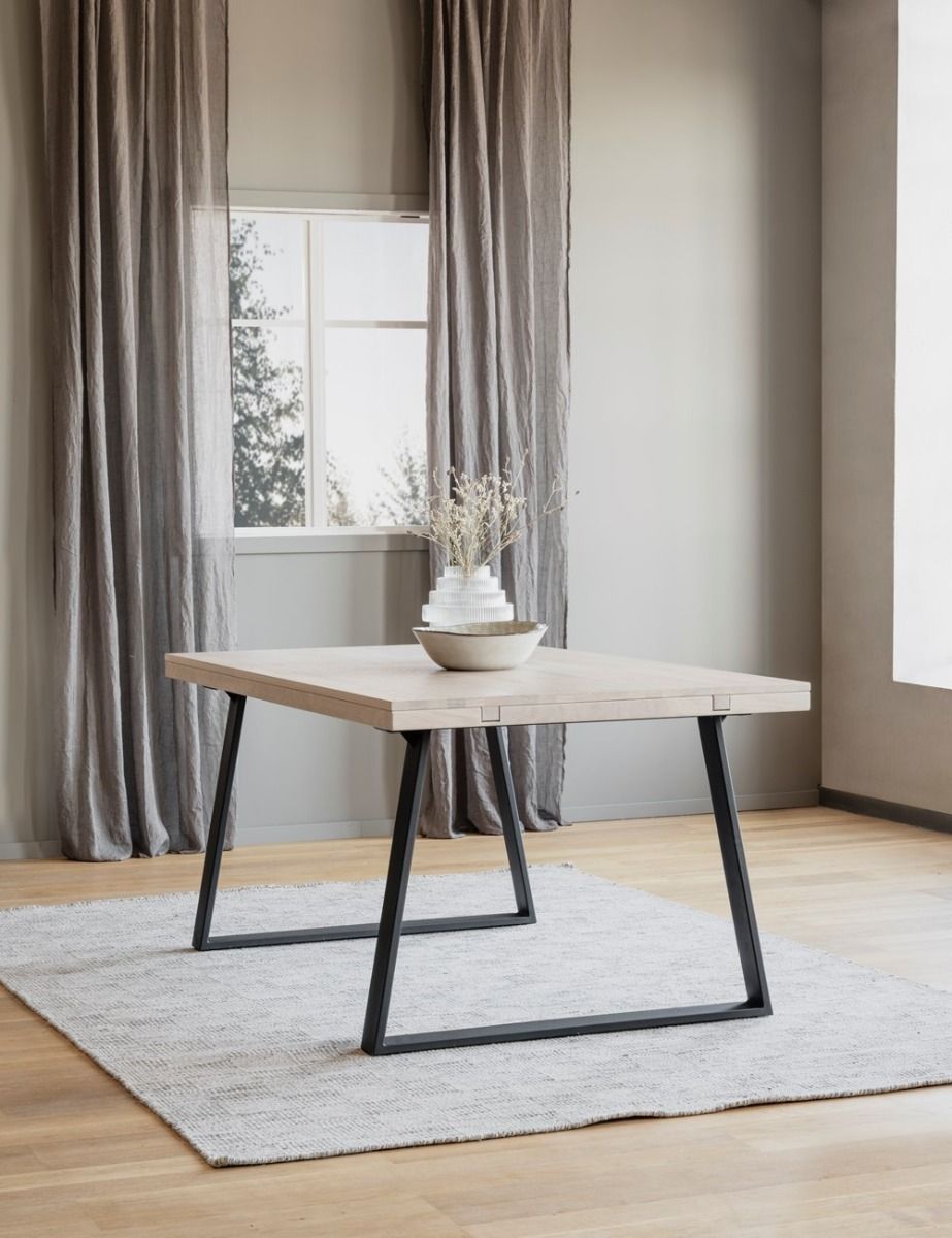 Rowico Brooklyn pöytä 95x170cm u-jalalla, valkopesty tammi/musta