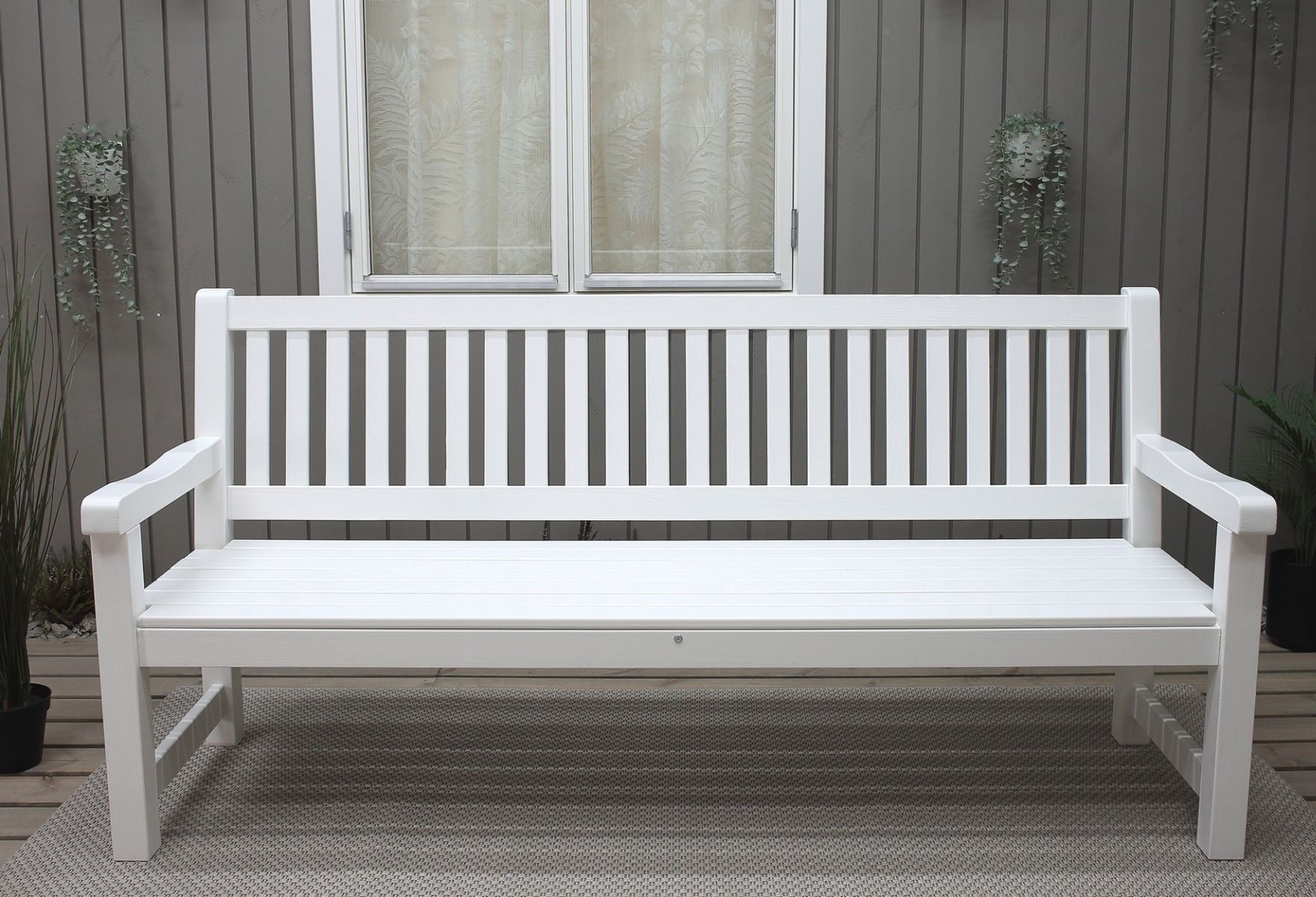 Brooklyn puutarhapenkki 193cm, valkoinen