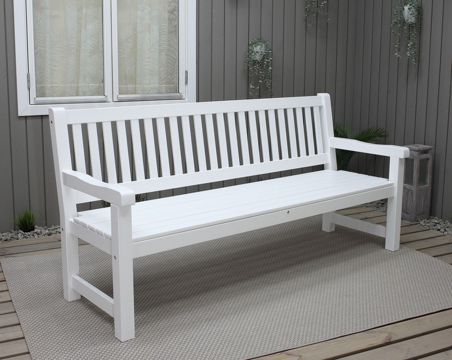 Brooklyn puutarhapenkki 193cm, valkoinen