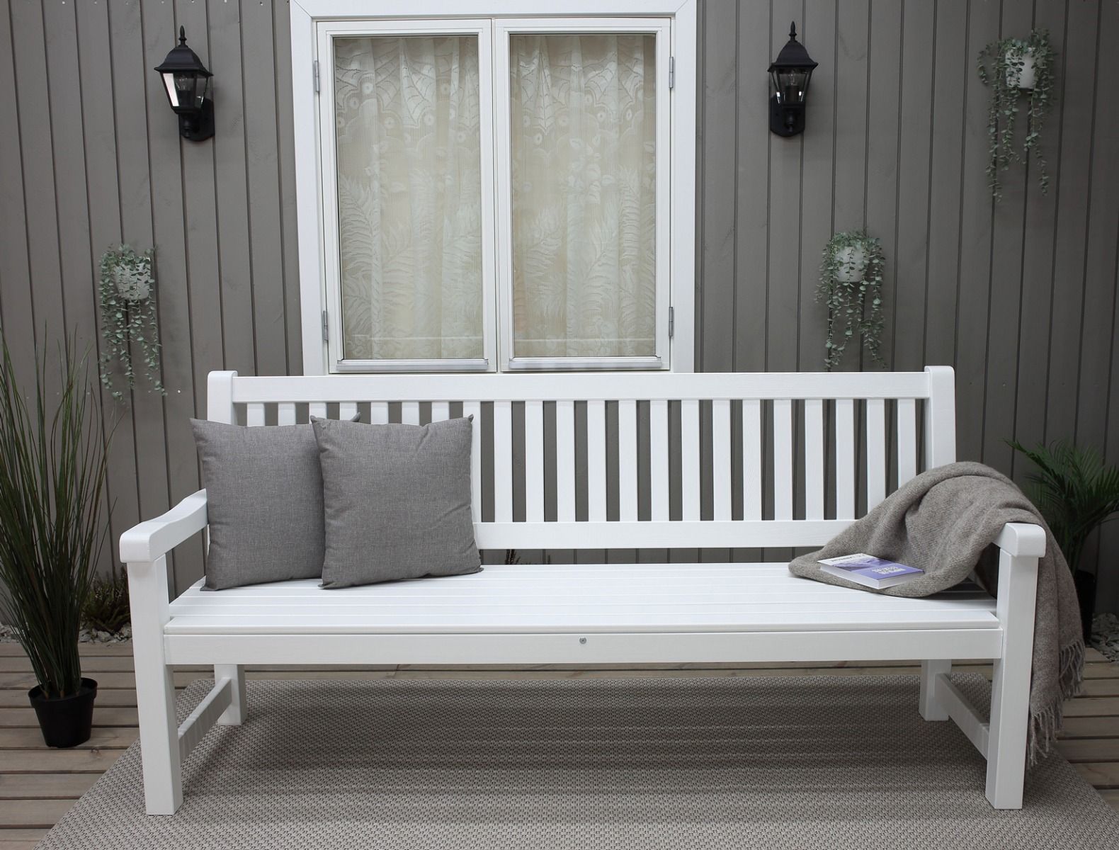 Brooklyn puutarhapenkki 193cm, valkoinen