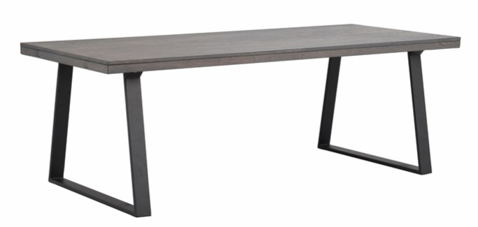 Rowico Brooklyn tammipöytä, savutammi/mustat u-metallijalat 95x220cm