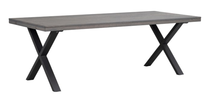 Rowico Brooklyn ruokapöytä 220x95cm, savutammi/musta X-jalat
