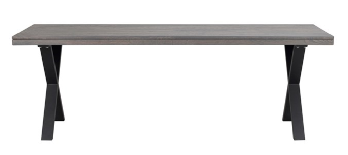Rowico Brooklyn ruokapöytä 220x95cm, savutammi/musta X-jalat